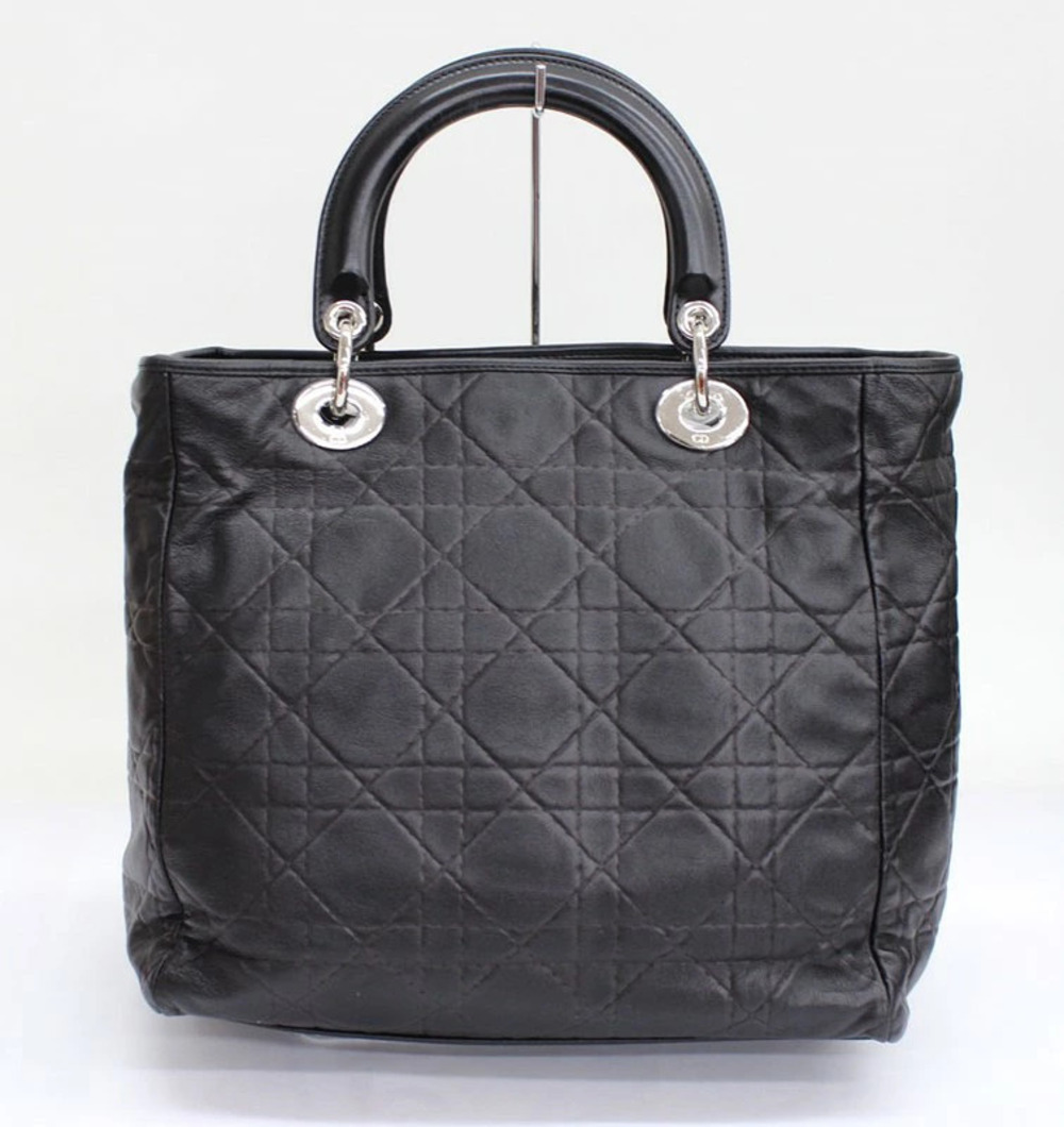 Dior Leather Lady  Black Christian Lambskin Handbag Black